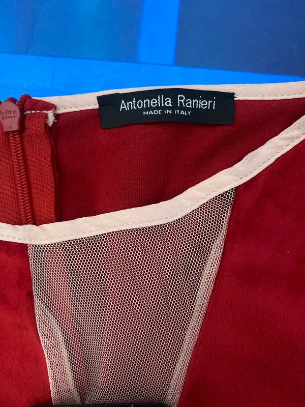 Tubino Rosso in Velluto Con Bordi In rete misure nelle foto