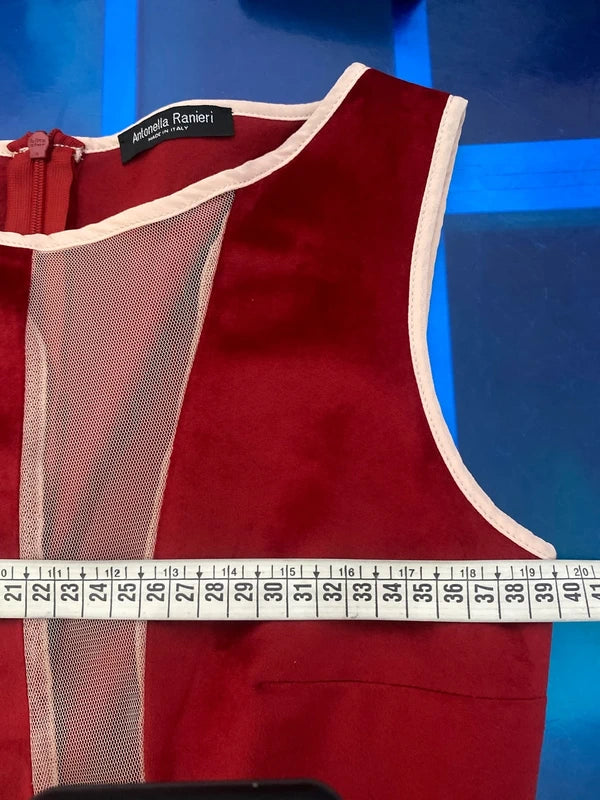 Tubino Rosso in Velluto Con Bordi In rete misure nelle foto