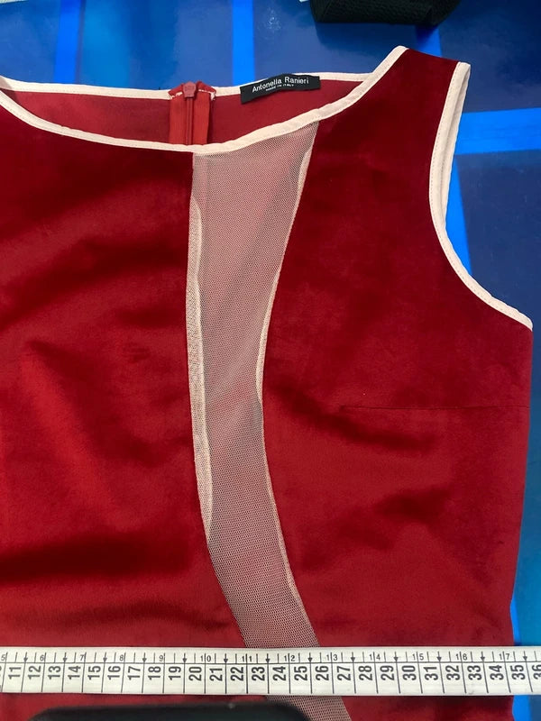 Tubino Rosso in Velluto Con Bordi In rete misure nelle foto