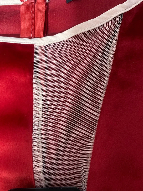 Tubino Rosso in Velluto Con Bordi In rete misure nelle foto