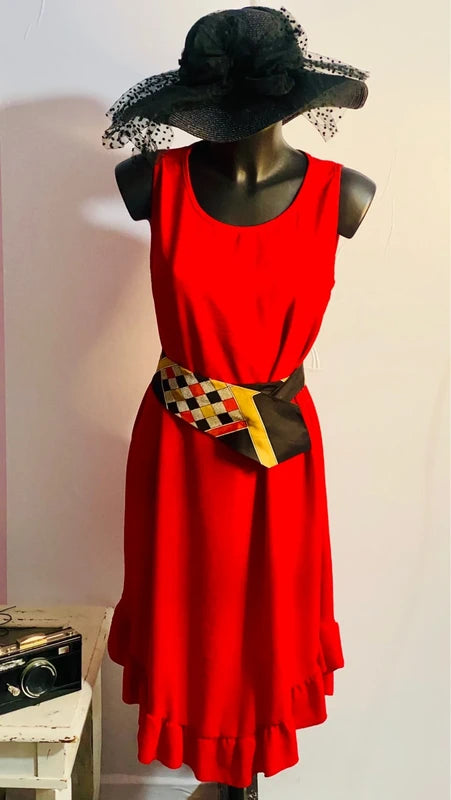 Abito Rosso Longuette Curvy Misure In Foto