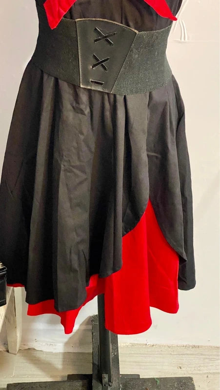 Abito Vintage Elegante anni 50' con corpetto nero e rosso Misure Nelle Foto