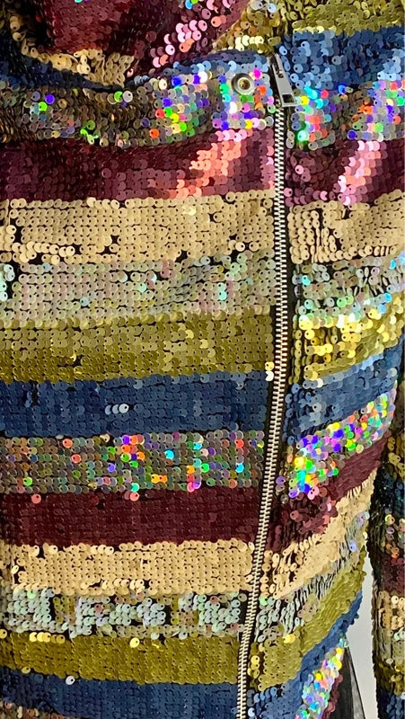 Chiodo Giacca Blazer Elegante Con Paillettes & Gonna Lunga In Tulle Misure nelle Foto