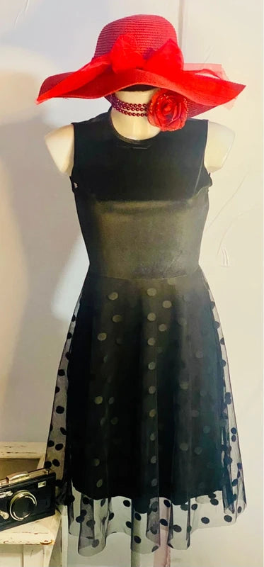 Abito Elegante In Velluto In Tulle A Pois Elastico Misure Nelle Foto