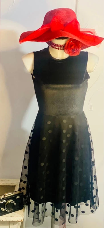 Abito Elegante In Velluto In Tulle A Pois Elastico Misure Nelle Foto