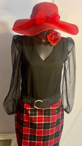 Completo elegante con Gonna in Tartan Top Misure Nelle foto👠