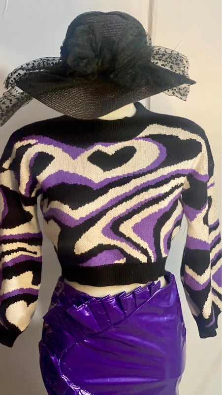 Maglione Purple Heart & Minigonna Misure Nelle Foto