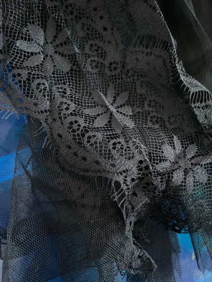 Gonna Lunga Cascata Di Pizzo Floreale E Tulle Top In Regalo