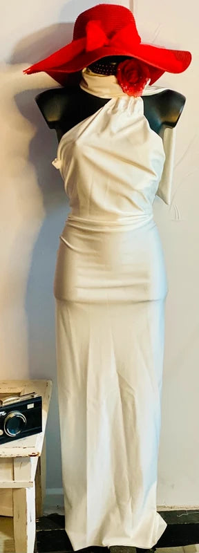 Abito Bianco Luminoso con stola fissa Vestibilita’ dalla XS alla M