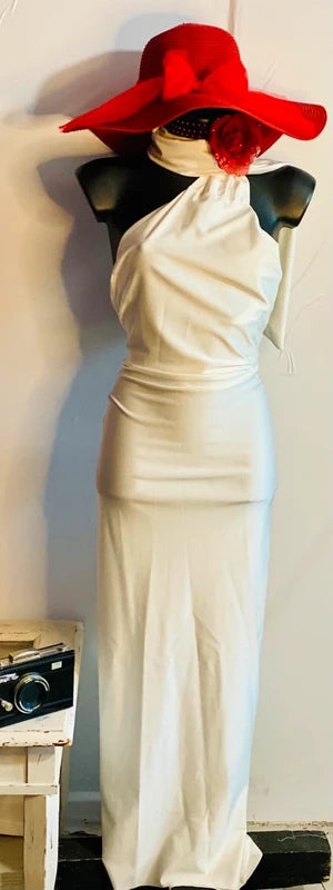 Abito Bianco Luminoso con stola fissa Vestibilita’ dalla XS alla M