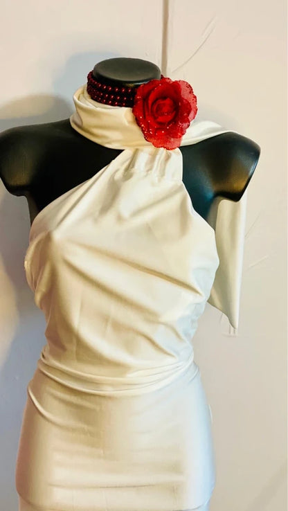 Abito Bianco Luminoso con stola fissa Vestibilita’ dalla XS alla M