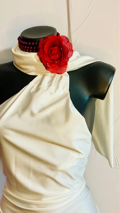 Abito Bianco Luminoso con stola fissa Vestibilita’ dalla XS alla M