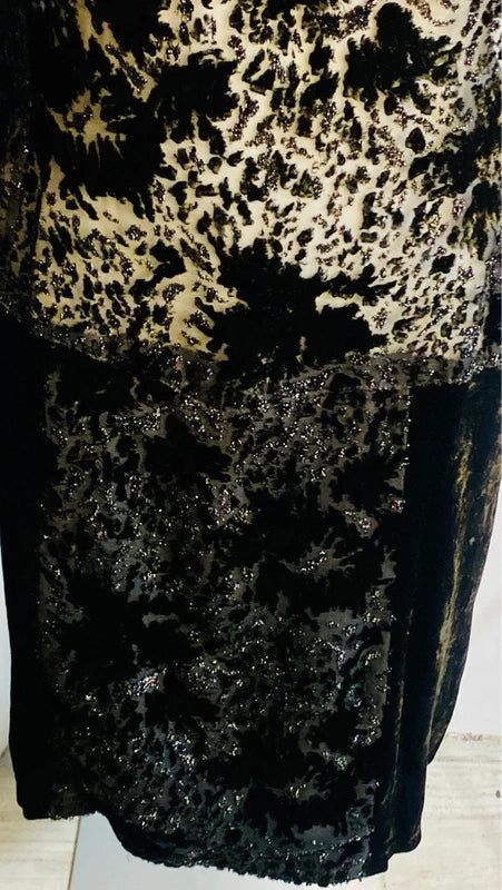 Favoloso Abito Vintage anni ‘80 con schizzi di velluto astratti e Paillettes Misure Nelle Foto