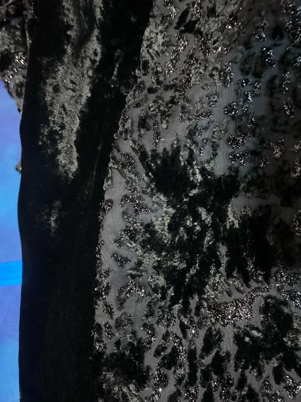 Favoloso Abito Vintage anni ‘80 con schizzi di velluto astratti e Paillettes Misure Nelle Foto