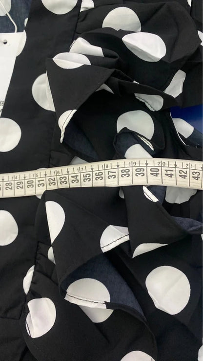 Favoloso Abito lungo a pois bianco e nero con balze Misure Nelle Foto