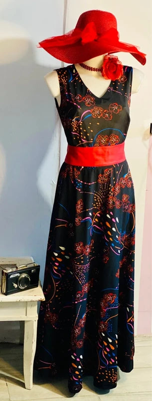 Abito Vintage con fantasia floreale Misure Nelle Foto