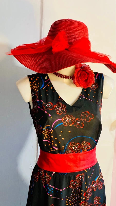 Abito Vintage con fantasia floreale Misure Nelle Foto