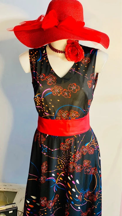 Abito Vintage con fantasia floreale Misure Nelle Foto