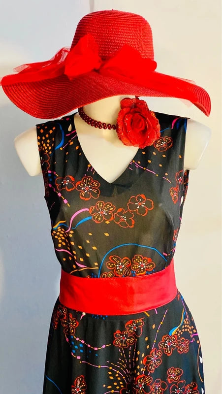 Abito Vintage con fantasia floreale Misure Nelle Foto