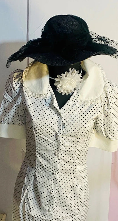 Mini abito stile Vintage con collo ampio in pizzo Misure Nelle Foto