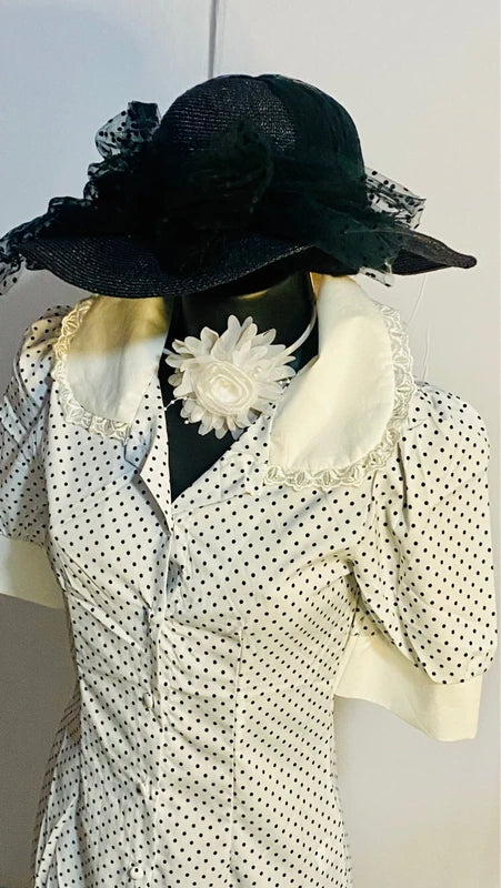 Mini abito stile Vintage con collo ampio in pizzo Misure Nelle Foto