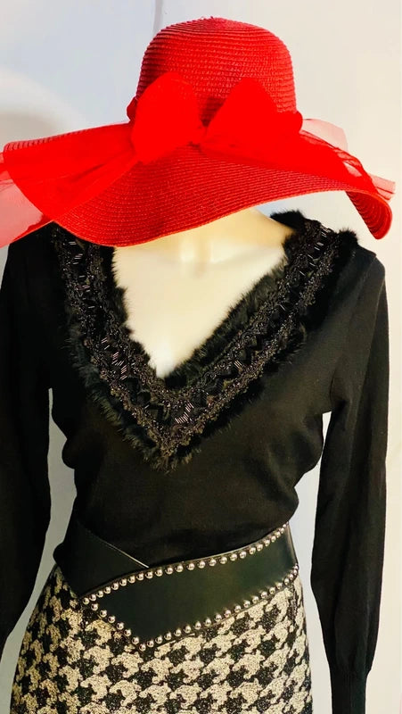 Maglia elegante in lana Vergine Cashmere & Gonna in Lana Misure Nelle Foto