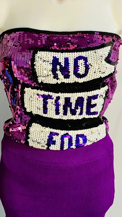 Top con Paillettes Elegante Paris Hilton Gilet & Gonna Misure in Foto