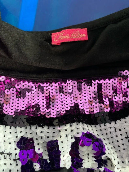 Top con Paillettes Elegante Paris Hilton Gilet & Gonna Misure in Foto