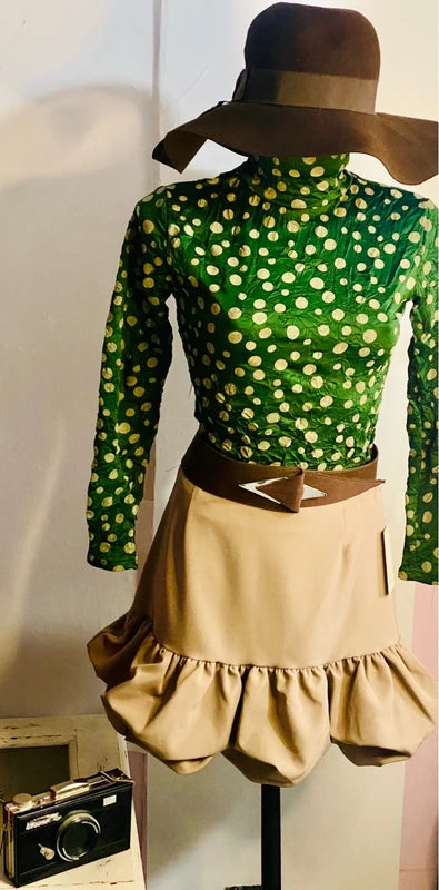 Dolcevita a pois elegante elastico &Gonna Misure Nelle Foto