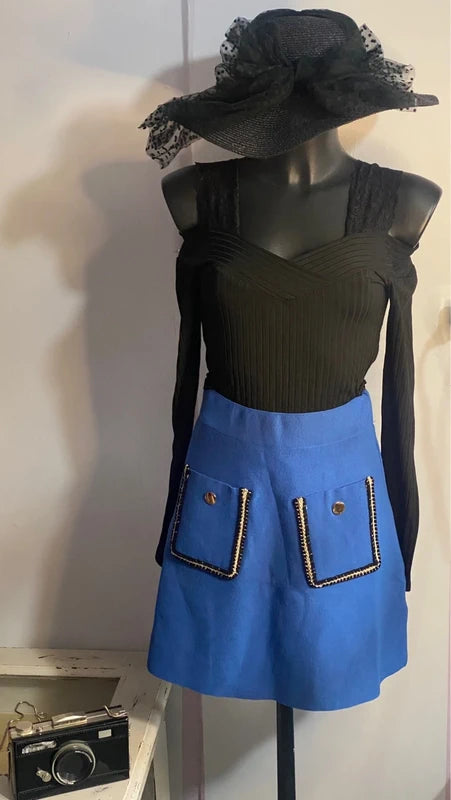 Gonna elegante a vita alta & Top con Pizzo