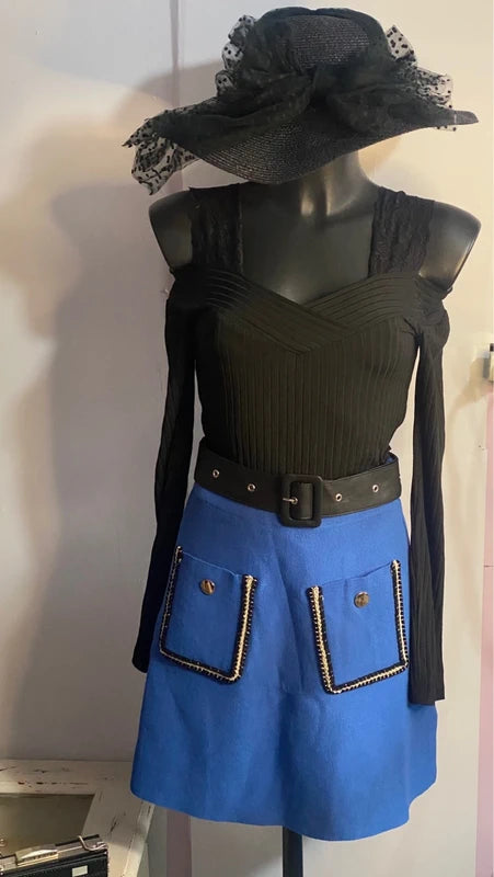 Gonna elegante a vita alta & Top con Pizzo