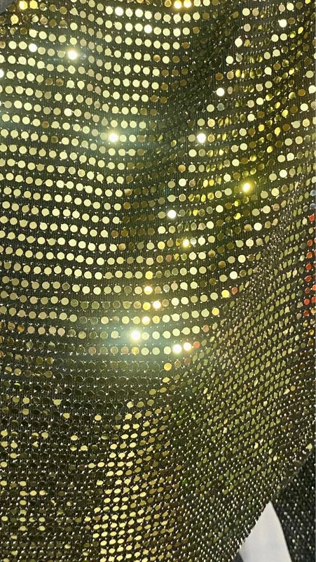 Blusa Effetto Metallico Con Paillettes & Gonna Lunga Pizzo e Tulle