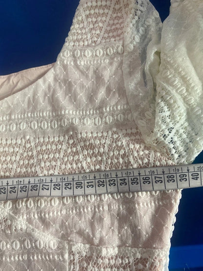 Top Maglia in Pizzo con Voilant Con Spilla & Gonna in Tartan Cappello In Regalo Misure In Foto