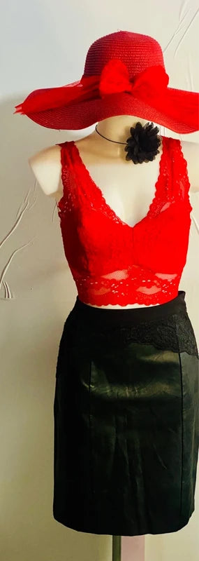 Set da una S alla L Chiodo Bralette in Pizzo &Gonna Misure In Foto