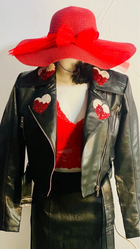 Set da una S alla L Chiodo Bralette in Pizzo &Gonna Misure In Foto