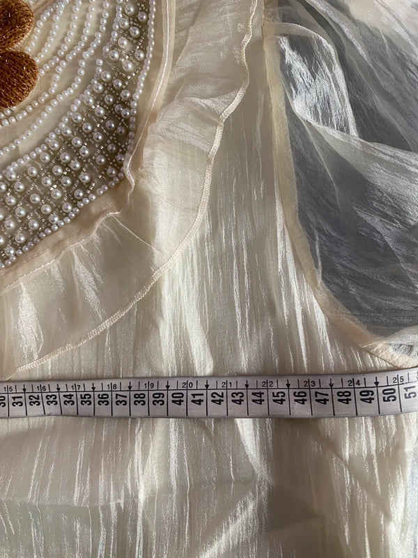 Blusa In Organza Con Perle & Gonna Misure in Foto