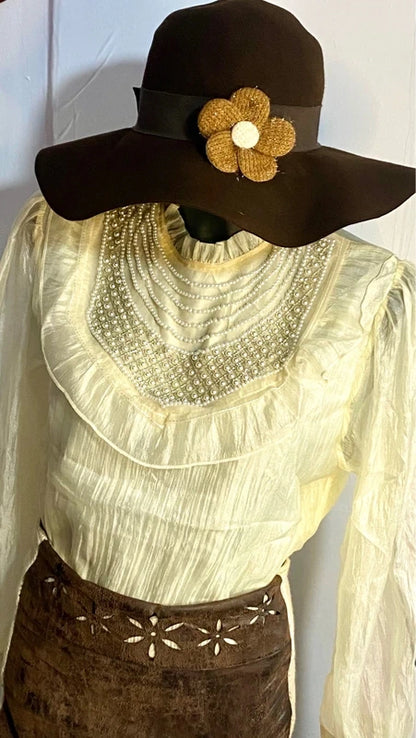 Blusa In Organza Con Perle & Gonna Misure in Foto