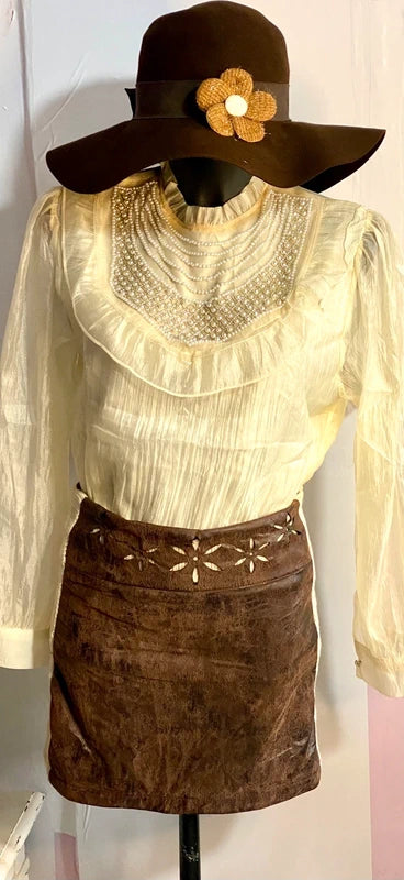 Blusa In Organza Con Perle & Gonna Misure in Foto