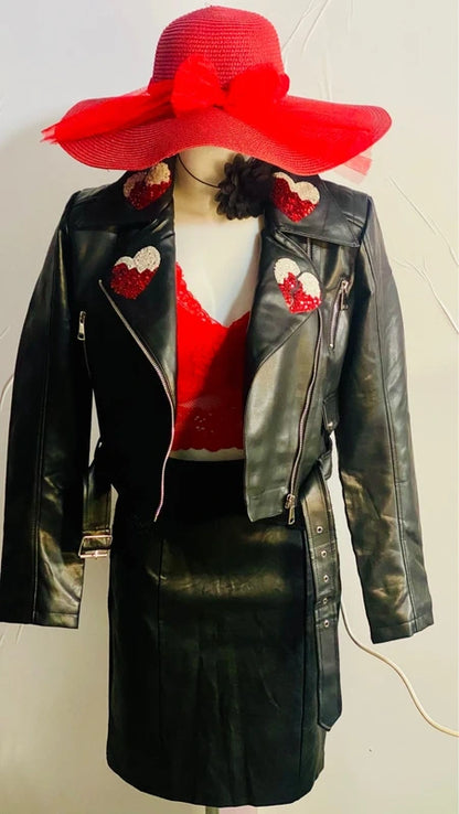 Set da una S alla L Chiodo Bralette in Pizzo &Gonna Misure In Foto