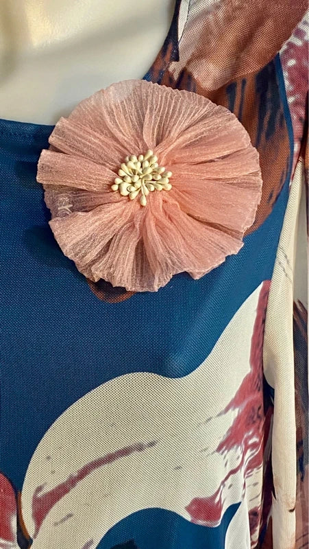 Abito lungo Curvy Shein con Spilla Floreale Decorativa Misure Nelle foto