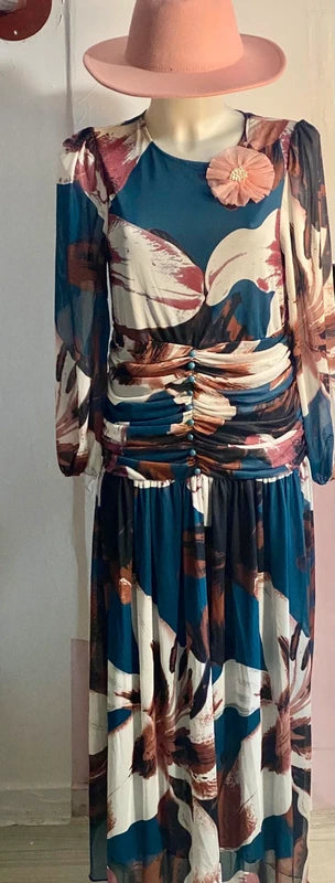 Abito lungo Curvy Shein con Spilla Floreale Decorativa Misure Nelle foto