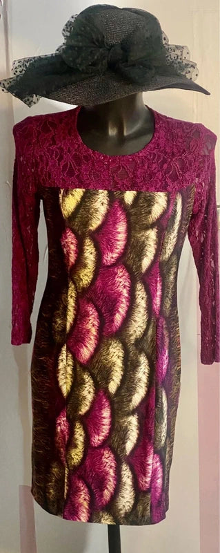 Abito Longuette Midi Elastico In Pizzo