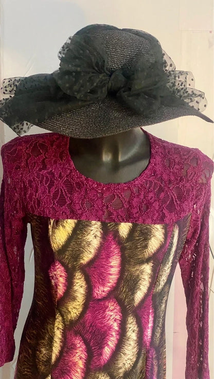 Abito Longuette Midi Elastico In Pizzo