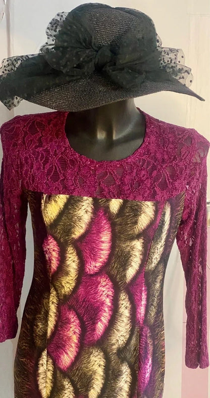 Abito Longuette Midi Elastico In Pizzo