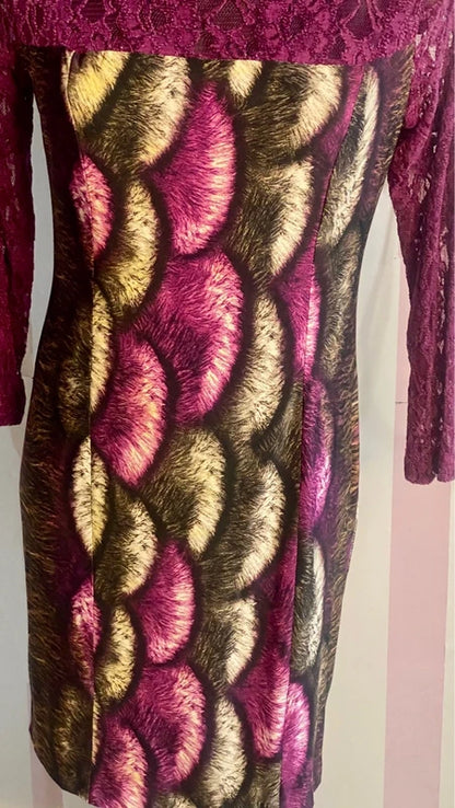 Abito Longuette Midi Elastico In Pizzo