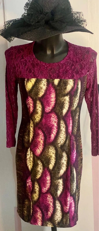 Abito Longuette Midi Elastico In Pizzo