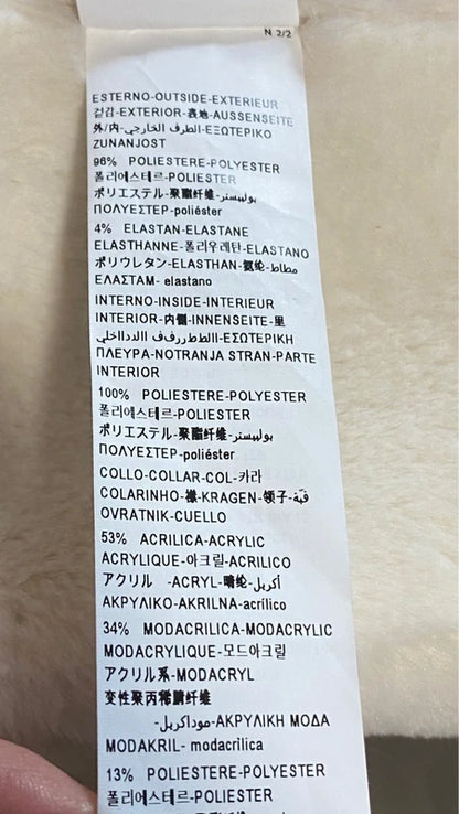 Montone cappotto in shearling con collo in pelliccia sintetica fissa Cappello In Regalo Misure in Foto