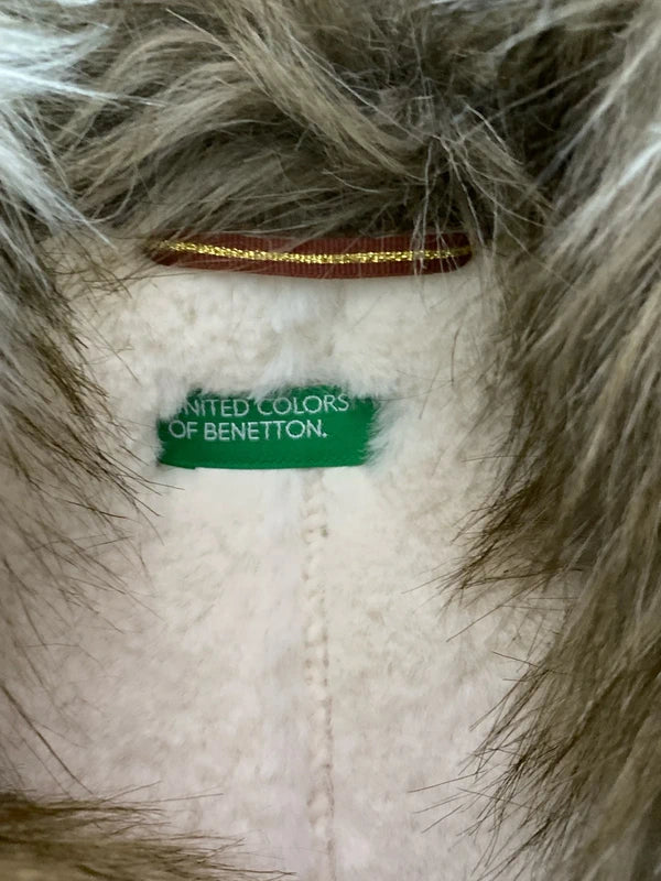 Montone cappotto in shearling con collo in pelliccia sintetica fissa Cappello In Regalo Misure in Foto