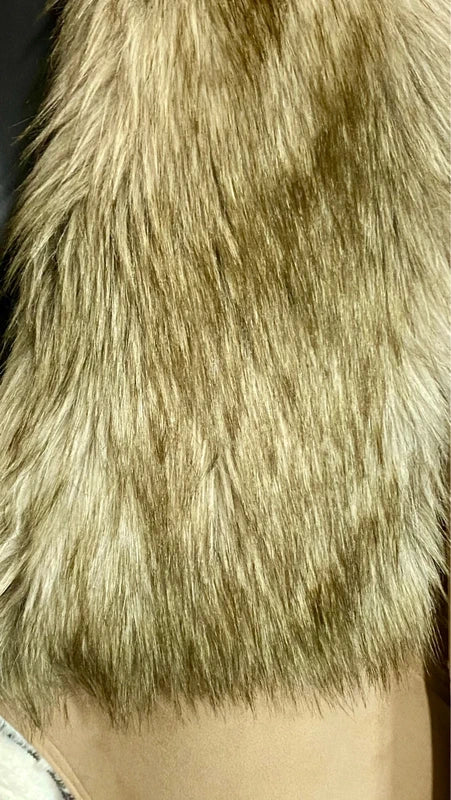 Montone cappotto in shearling con collo in pelliccia sintetica fissa Cappello In Regalo Misure in Foto