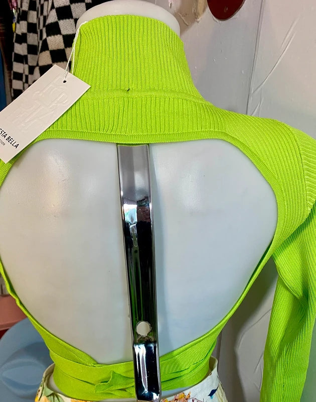 Top Maniche Lunghe A Costine Schiena Scoperta & Gonna